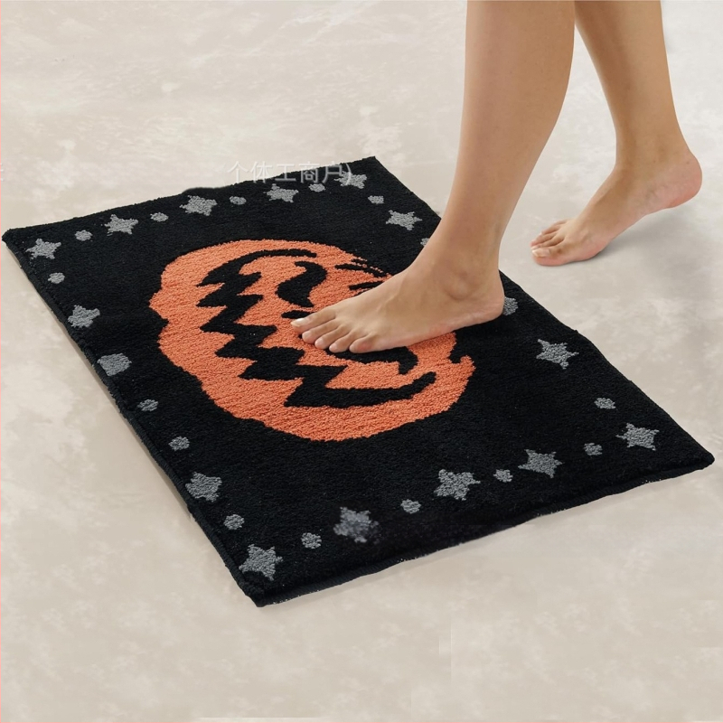 Piiriülene Halloweeni naljaka kujuga kašmiirist vannitoa libisemiskindel matt, koomiksiga sissepääsu uksematt, Temu dropshipping põrandamatt