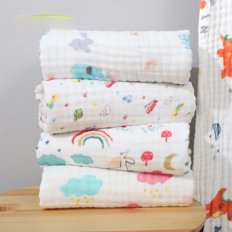 Didmeninė prekyba darželio vaikams skirtais rankšluosčiais, dengtais marlės raštu, vaikiška antklode, dengta kūdikio animacinių filmukų maišeliu