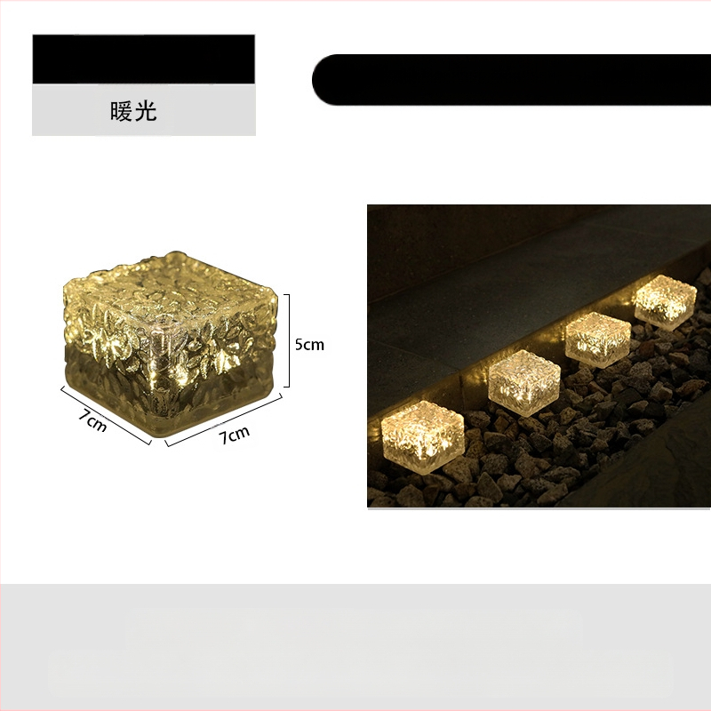 Päikeseenergial töötav LED-jääkivi lamp klaasist imitatsiooniga välistingimustes kasutatav sisehoovi põrandaplaadi lamp aia maastiku dekoratiivne maa-alune lamp telkimislamp