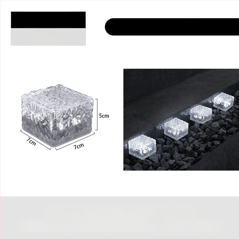 Päikeseenergial töötav LED-jääkivi lamp klaasist imitatsiooniga välistingimustes kasutatav sisehoovi põrandaplaadi lamp aia maastiku dekoratiivne maa-alune lamp telkimislamp