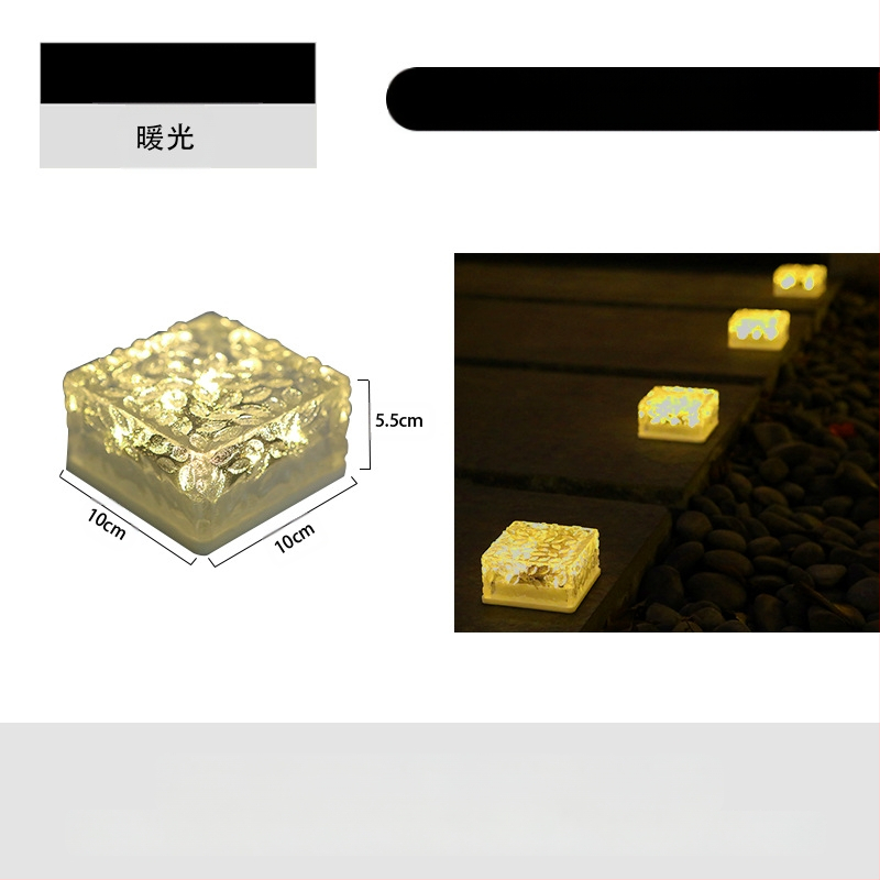 Päikeseenergial töötav LED-jääkivi lamp klaasist imitatsiooniga välistingimustes kasutatav sisehoovi põrandaplaadi lamp aia maastiku dekoratiivne maa-alune lamp telkimislamp