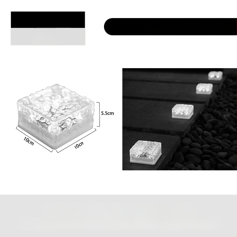 Päikeseenergial töötav LED-jääkivi lamp klaasist imitatsiooniga välistingimustes kasutatav sisehoovi põrandaplaadi lamp aia maastiku dekoratiivne maa-alune lamp telkimislamp