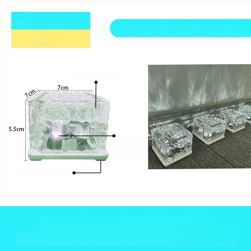Päikeseenergial töötav LED-jääkivi lamp klaasist imitatsiooniga välistingimustes kasutatav sisehoovi põrandaplaadi lamp aia maastiku dekoratiivne maa-alune lamp telkimislamp