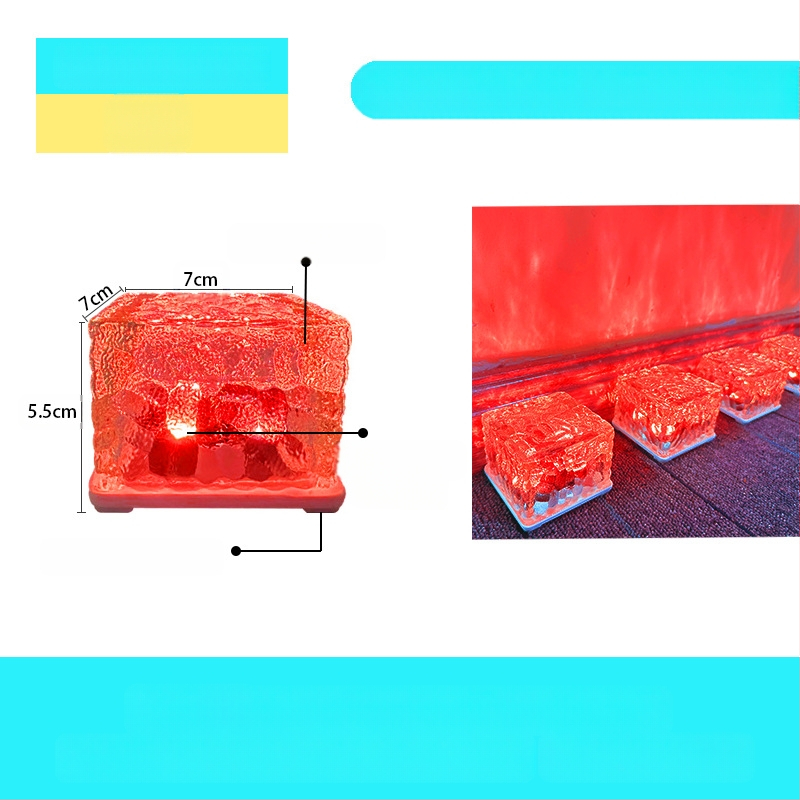 Päikeseenergial töötav LED-jääkivi lamp klaasist imitatsiooniga välistingimustes kasutatav sisehoovi põrandaplaadi lamp aia maastiku dekoratiivne maa-alune lamp telkimislamp