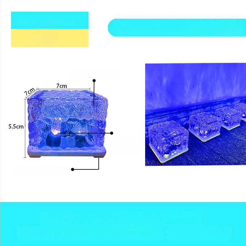 Päikeseenergial töötav LED-jääkivi lamp klaasist imitatsiooniga välistingimustes kasutatav sisehoovi põrandaplaadi lamp aia maastiku dekoratiivne maa-alune lamp telkimislamp