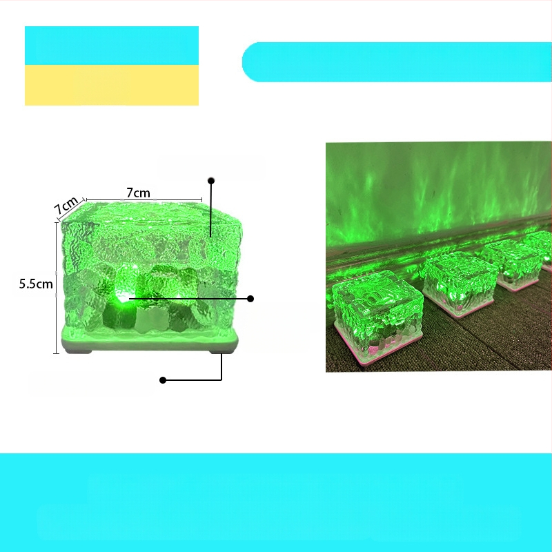 Päikeseenergial töötav LED-jääkivi lamp klaasist imitatsiooniga välistingimustes kasutatav sisehoovi põrandaplaadi lamp aia maastiku dekoratiivne maa-alune lamp telkimislamp