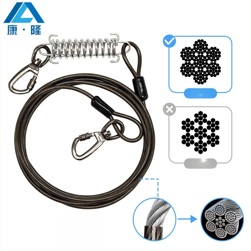 Lemmikloomade terastraadist jalutusrihm hammustusvastane veojõuköis pikendatud terastraadist koerarihm paksendatud 20 jala pikkune õuekoerarihm