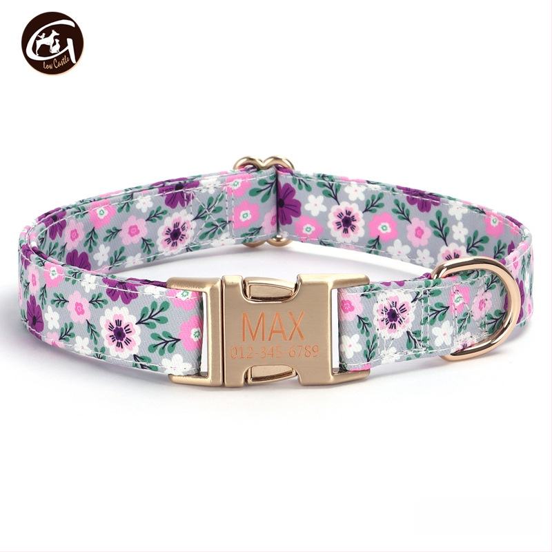 Uus kirjaga koerakaelarihm lilla roosa triibuga lemmikloomatarvete väliskaubanduse veojõuga koerakett madal kuldne pandla kiri