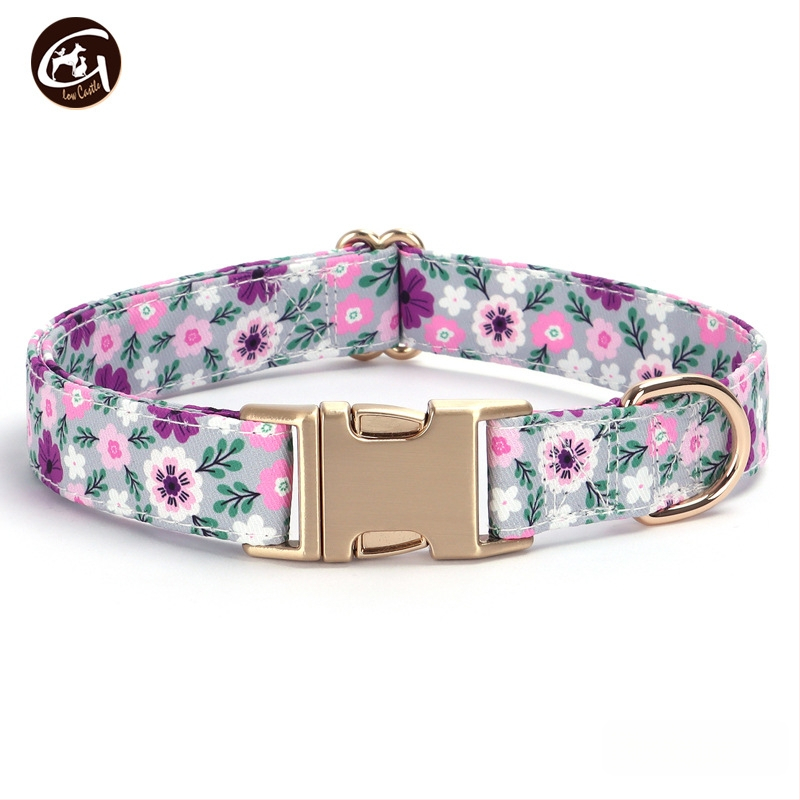 Uus kirjaga koerakaelarihm lilla roosa triibuga lemmikloomatarvete väliskaubanduse veojõuga koerakett madal kuldne pandla kiri