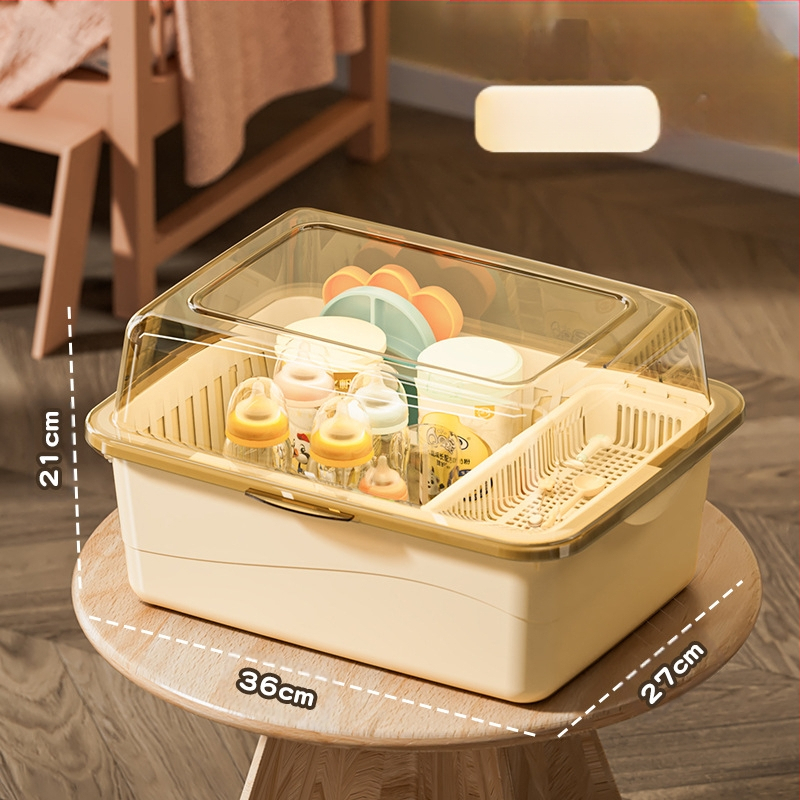 Kūdikių buteliukų laikymo dėžutė, kūdikių reikmenys, dulkėms atsparus drenažo stovas su dangčiu, kūdikių stalo reikmenys, žaislai, naujagimių maisto papildų laikymo dėžutė