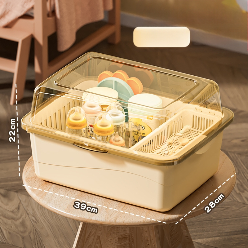 Kūdikių buteliukų laikymo dėžutė, kūdikių reikmenys, dulkėms atsparus drenažo stovas su dangčiu, kūdikių stalo reikmenys, žaislai, naujagimių maisto papildų laikymo dėžutė