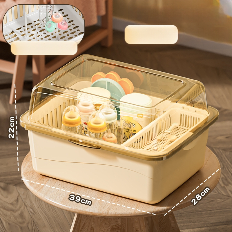 Kūdikių buteliukų laikymo dėžutė, kūdikių reikmenys, dulkėms atsparus drenažo stovas su dangčiu, kūdikių stalo reikmenys, žaislai, naujagimių maisto papildų laikymo dėžutė