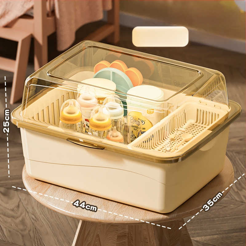 Kūdikių buteliukų laikymo dėžutė, kūdikių reikmenys, dulkėms atsparus drenažo stovas su dangčiu, kūdikių stalo reikmenys, žaislai, naujagimių maisto papildų laikymo dėžutė