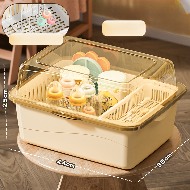 Kūdikių buteliukų laikymo dėžutė, kūdikių reikmenys, dulkėms atsparus drenažo stovas su dangčiu, kūdikių stalo reikmenys, žaislai, naujagimių maisto papildų laikymo dėžutė