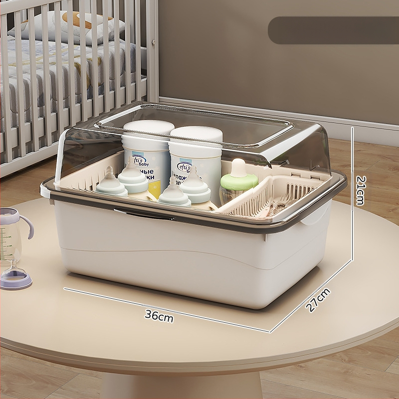 Kūdikių buteliukų laikymo dėžutė, kūdikių reikmenys, dulkėms atsparus drenažo stovas su dangčiu, kūdikių stalo reikmenys, žaislai, naujagimių maisto papildų laikymo dėžutė