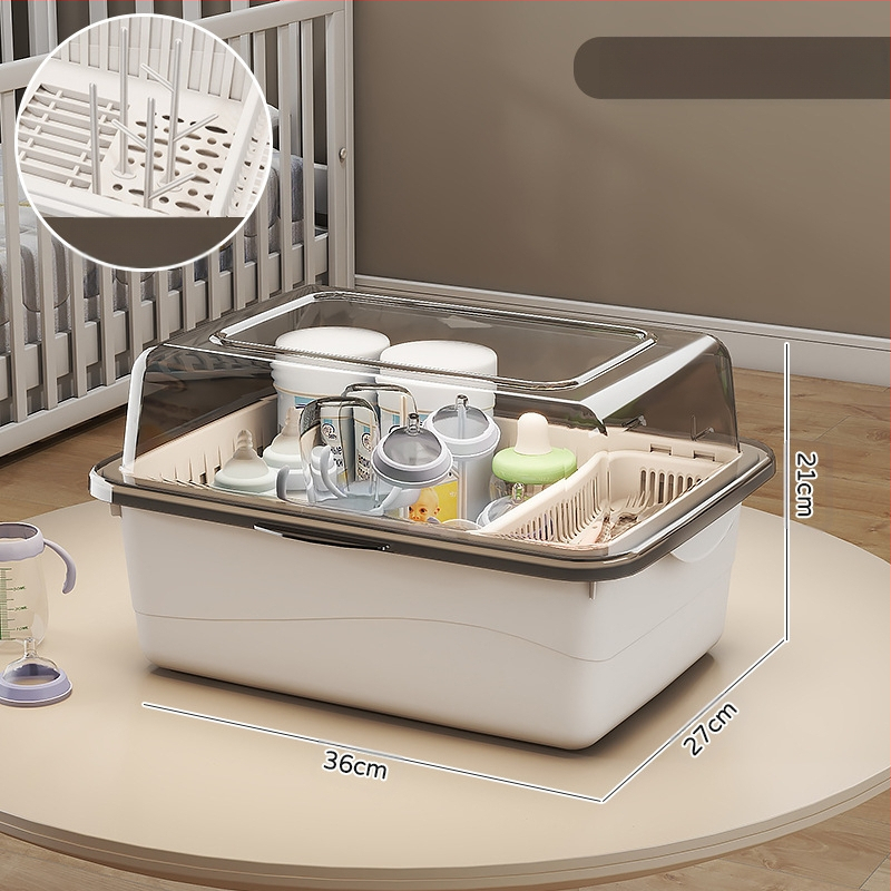 Kūdikių buteliukų laikymo dėžutė, kūdikių reikmenys, dulkėms atsparus drenažo stovas su dangčiu, kūdikių stalo reikmenys, žaislai, naujagimių maisto papildų laikymo dėžutė