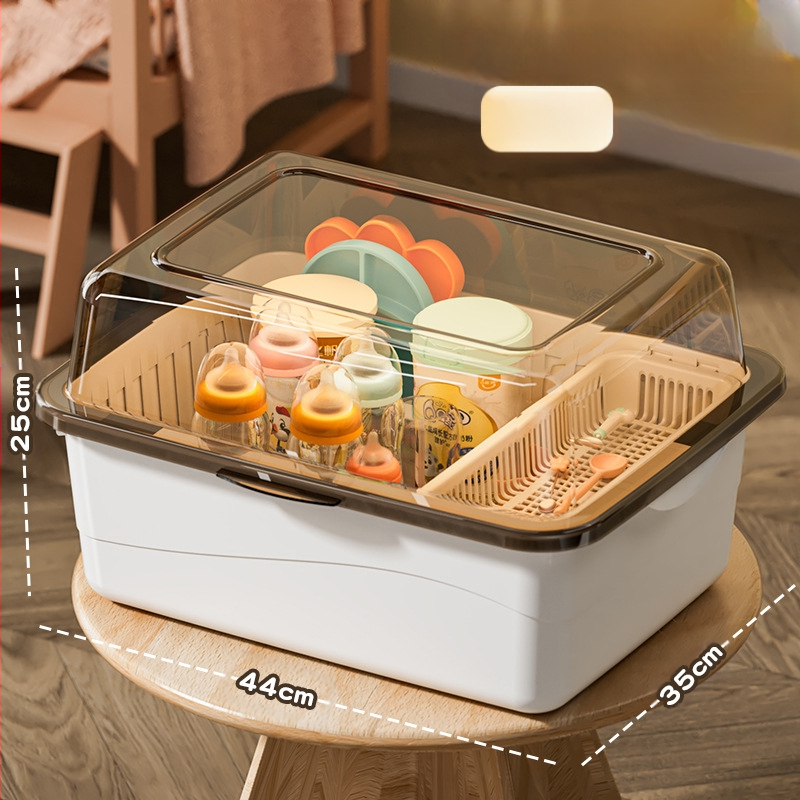 Kūdikių buteliukų laikymo dėžutė, kūdikių reikmenys, dulkėms atsparus drenažo stovas su dangčiu, kūdikių stalo reikmenys, žaislai, naujagimių maisto papildų laikymo dėžutė