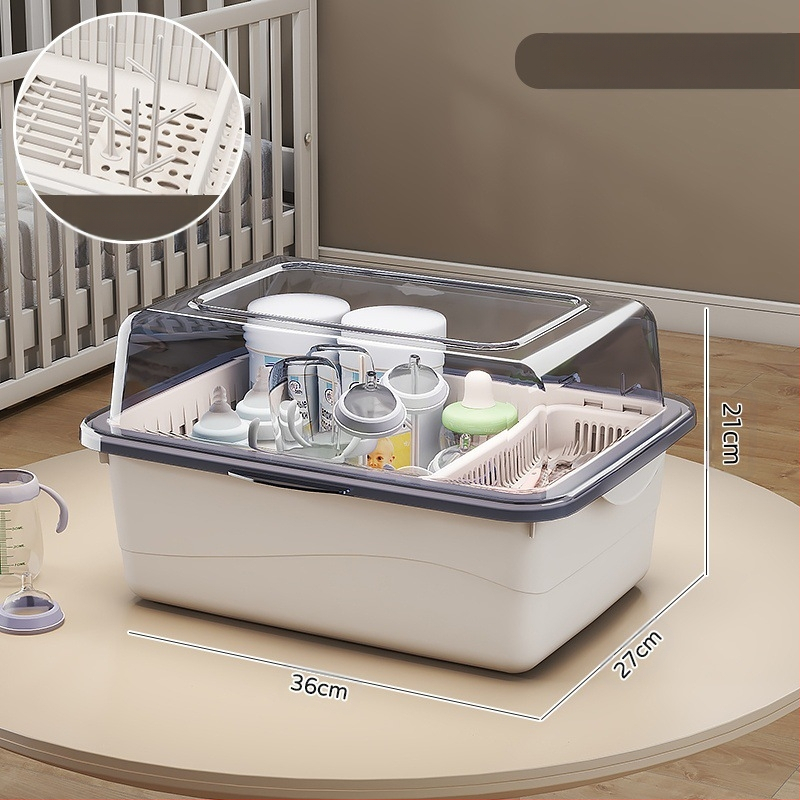 Kūdikių buteliukų laikymo dėžutė, kūdikių reikmenys, dulkėms atsparus drenažo stovas su dangčiu, kūdikių stalo reikmenys, žaislai, naujagimių maisto papildų laikymo dėžutė