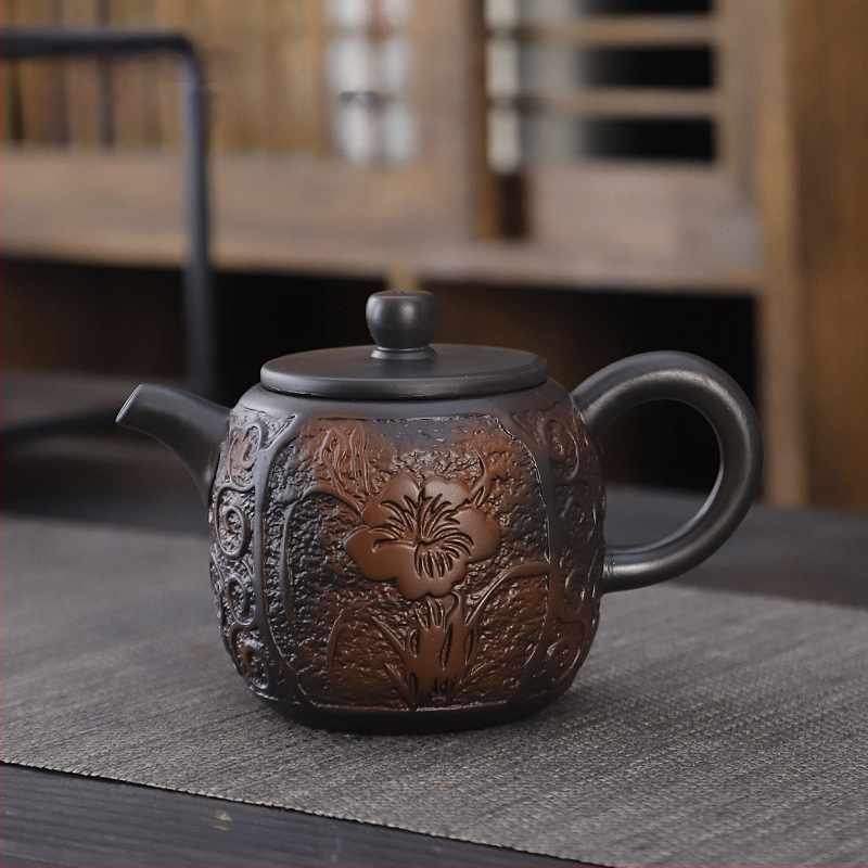 Lila kerámia kung fu teáskészlet öltöny retro háztartási egyszerű teáskanna fedél tál teáskészlet kiegészítők magas színű, értékű kézzel készített ajándék