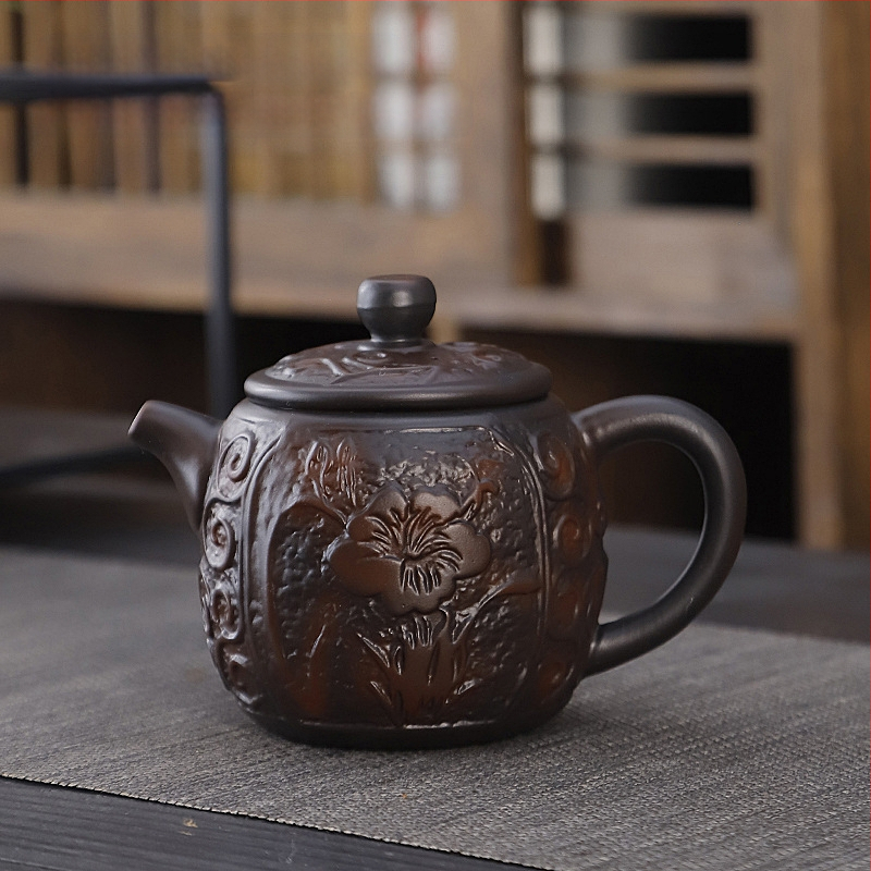 Lila kerámia kung fu teáskészlet öltöny retro háztartási egyszerű teáskanna fedél tál teáskészlet kiegészítők magas színű, értékű kézzel készített ajándék