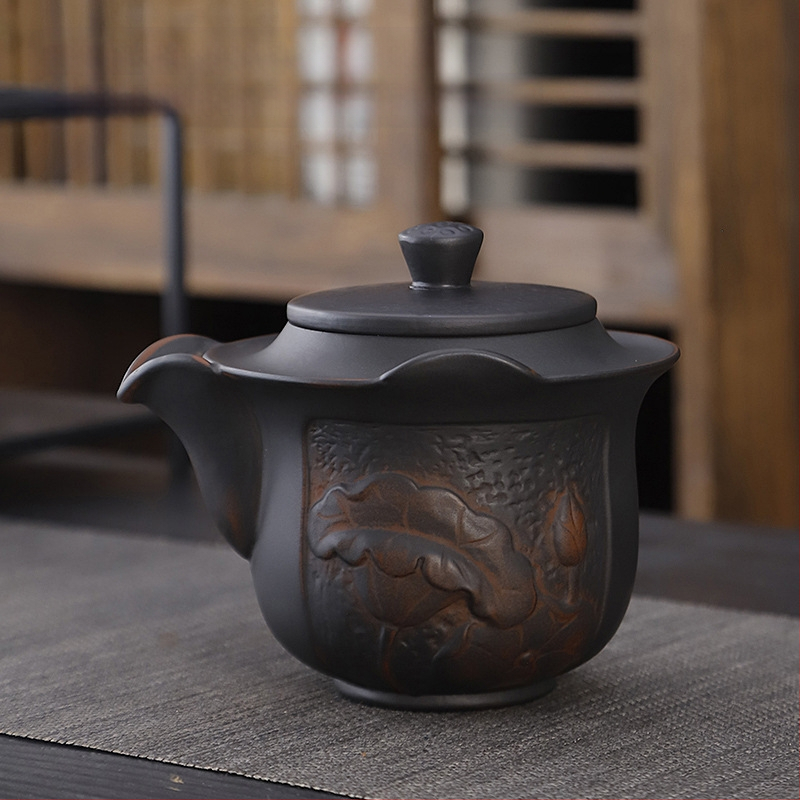 Lila kerámia kung fu teáskészlet öltöny retro háztartási egyszerű teáskanna fedél tál teáskészlet kiegészítők magas színű, értékű kézzel készített ajándék
