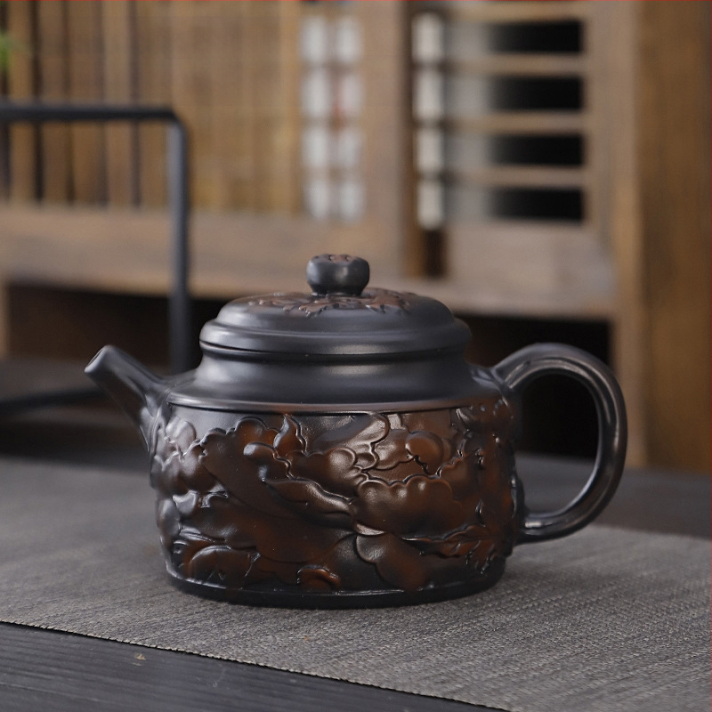 Lila kerámia kung fu teáskészlet öltöny retro háztartási egyszerű teáskanna fedél tál teáskészlet kiegészítők magas színű, értékű kézzel készített ajándék