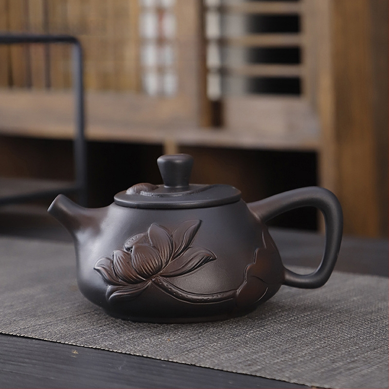 Lila kerámia kung fu teáskészlet öltöny retro háztartási egyszerű teáskanna fedél tál teáskészlet kiegészítők magas színű, értékű kézzel készített ajándék