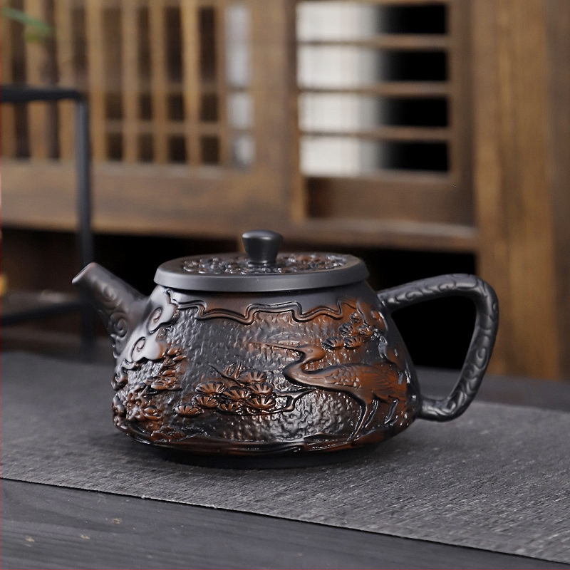 Lila kerámia kung fu teáskészlet öltöny retro háztartási egyszerű teáskanna fedél tál teáskészlet kiegészítők magas színű, értékű kézzel készített ajándék