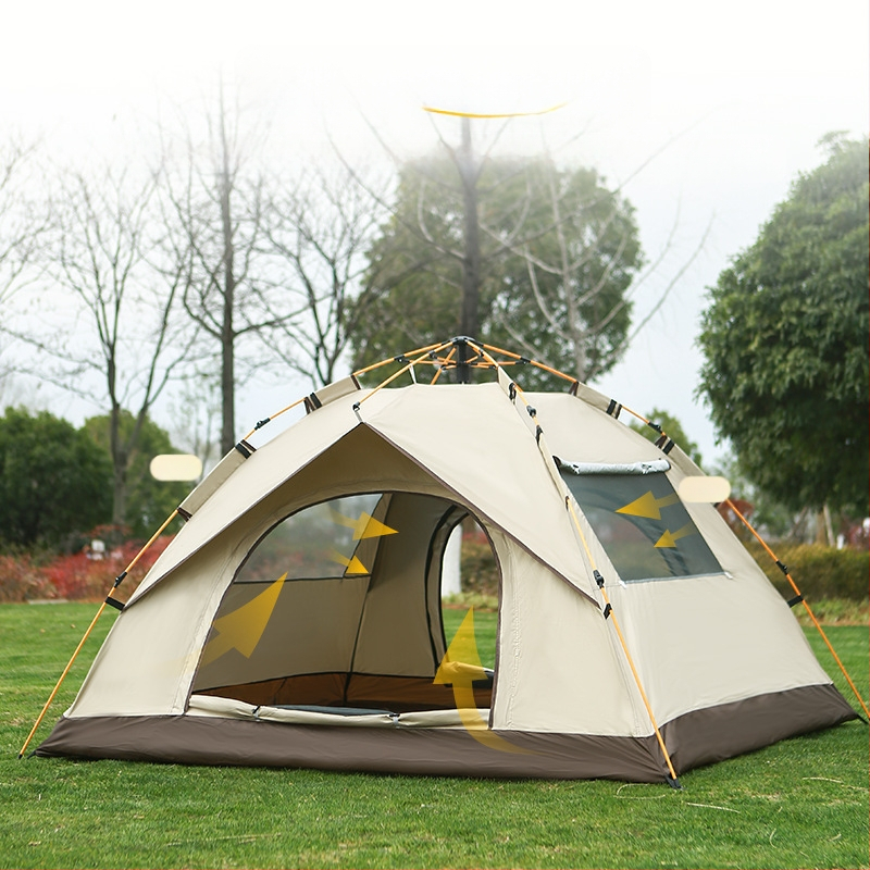 Gatava āra kempinga pilnībā automātiska ūdensnecaurlaidīga saules aizsardzība ātri atverama kempinga telts pret odiem pārnēsājama telts vairumtirdzniecībā