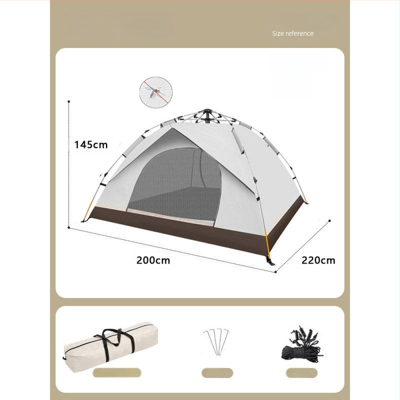 Gatava āra kempinga pilnībā automātiska ūdensnecaurlaidīga saules aizsardzība ātri atverama kempinga telts pret odiem pārnēsājama telts vairumtirdzniecībā