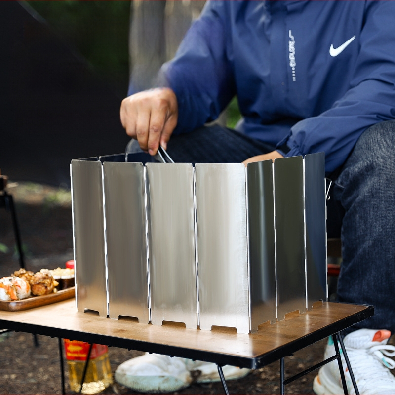 Сгъваем дефлектор за вятър от алуминиева сплав за външна печка, 8 броя/10 броя