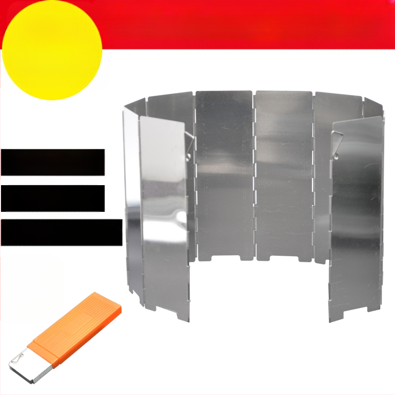 Сгъваем дефлектор за вятър от алуминиева сплав за външна печка, 8 броя/10 броя