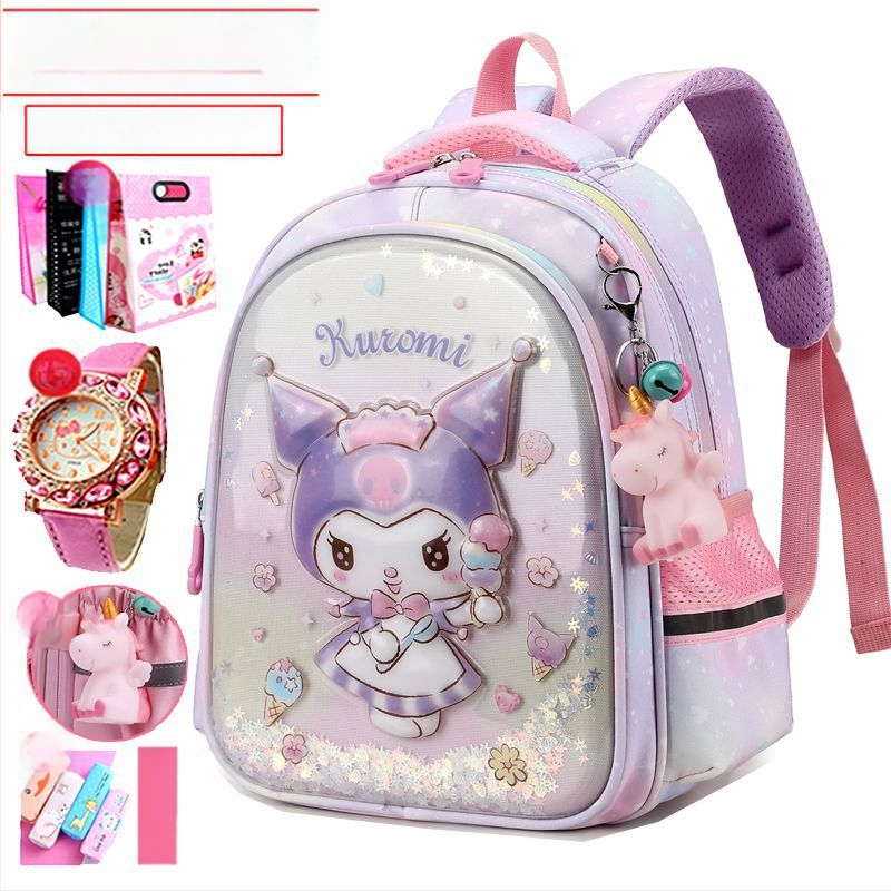 Új Kuromi iskolatáska női óvodai közép- és nagyosztályú könnyű óvodai osztályos terhet csökkentő gyermek aranyos rajzfilm hátizsák