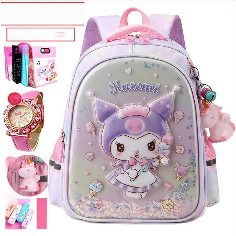 Új Kuromi iskolatáska női óvodai közép- és nagyosztályú könnyű óvodai osztályos terhet csökkentő gyermek aranyos rajzfilm hátizsák