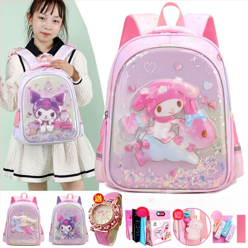 Új Kuromi iskolatáska női óvodai közép- és nagyosztályú könnyű óvodai osztályos terhet csökkentő gyermek aranyos rajzfilm hátizsák