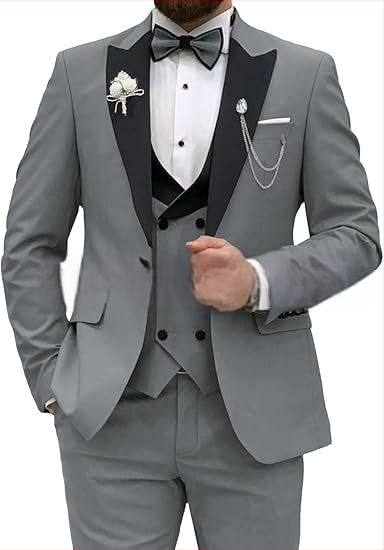 Meeste ülikond, 3-osaline komplekt, meeste slim fit ülikond, vabaaja, äri, peigmehe kleit, pidulik, pidulik ülikond