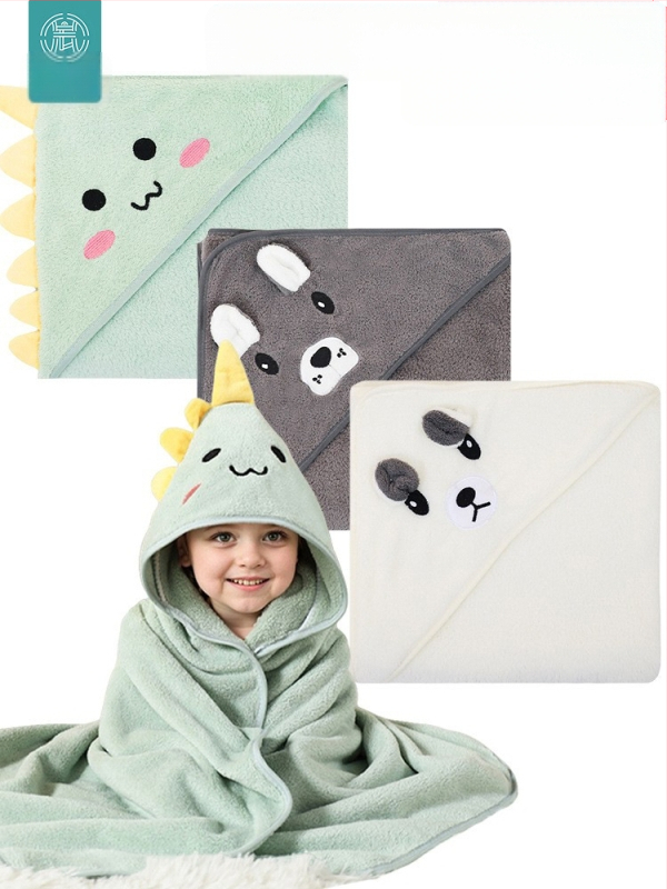 Korallfliisist kott beebirätikule, tikitud, armas, pehme, imav, kiiresti kuivav, kapuutsiga beebitekk, piiriülene, eksklusiivne