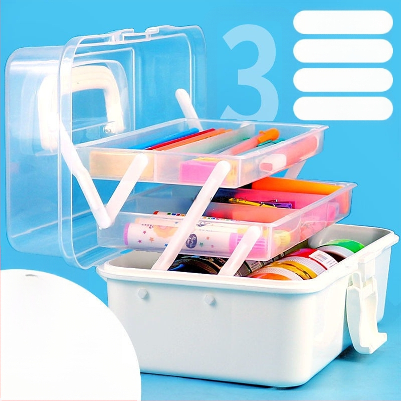 Kunstitööriistakast Kolmekihiline Mitmekihiline Kokkupandav Õpilaste Maalimiskast Kaasaskantav Multifunktsionaalne Majapidamiskast Kunst