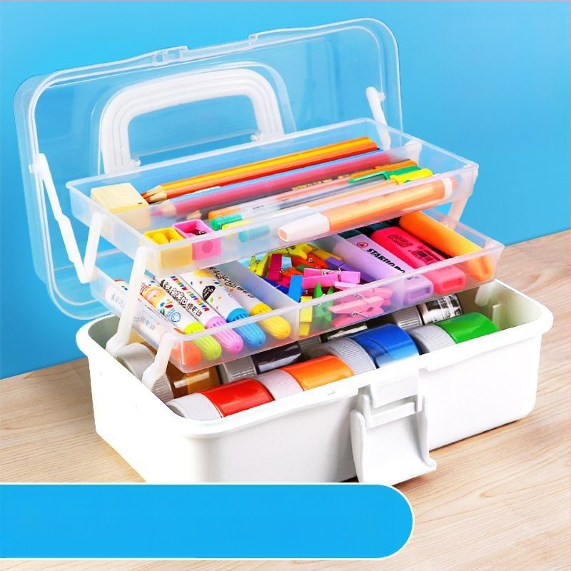 Kunstitööriistakast Kolmekihiline Mitmekihiline Kokkupandav Õpilaste Maalimiskast Kaasaskantav Multifunktsionaalne Majapidamiskast Kunst