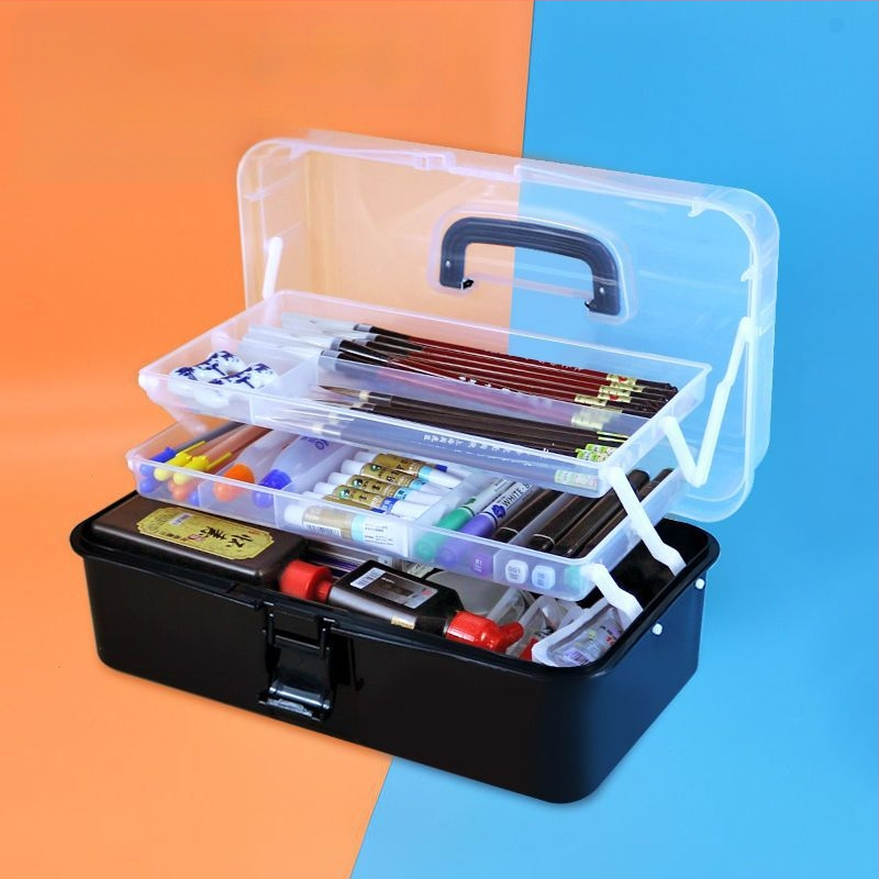 Kunstitööriistakast Kolmekihiline Mitmekihiline Kokkupandav Õpilaste Maalimiskast Kaasaskantav Multifunktsionaalne Majapidamiskast Kunst