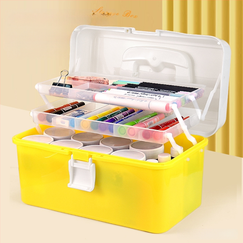 Kunstitööriistakast Kolmekihiline Mitmekihiline Kokkupandav Õpilaste Maalimiskast Kaasaskantav Multifunktsionaalne Majapidamiskast Kunst