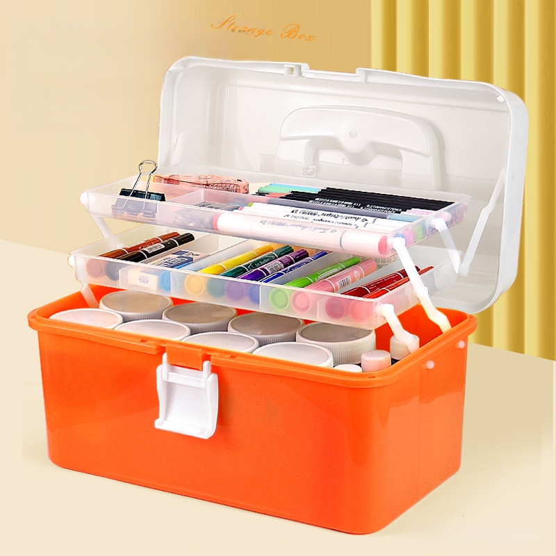 Kunstitööriistakast Kolmekihiline Mitmekihiline Kokkupandav Õpilaste Maalimiskast Kaasaskantav Multifunktsionaalne Majapidamiskast Kunst