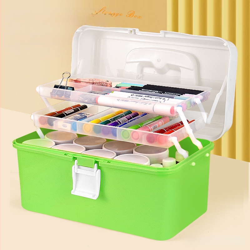 Kunstitööriistakast Kolmekihiline Mitmekihiline Kokkupandav Õpilaste Maalimiskast Kaasaskantav Multifunktsionaalne Majapidamiskast Kunst
