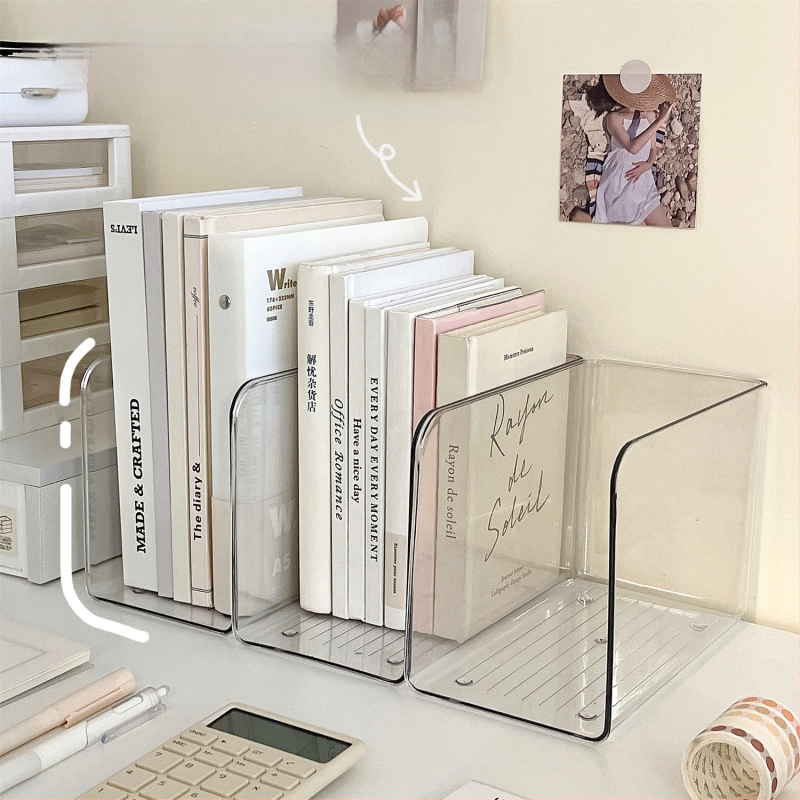 Könyvespolc akril asztali átlátszó könyvespolc állvány irodai irattartó asztali könyvtároló doboz állvány