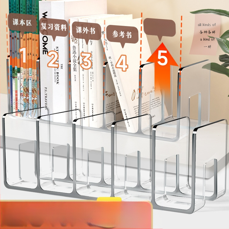 Könyvesállvány, olvasóállvány, könyvcsipesz, asztali könyvespolc, asztali fix könyvtároló állvány, elválasztó, átlátszó akril