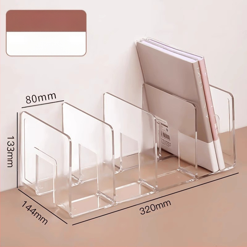 Könyvesállvány, olvasóállvány, könyvcsipesz, asztali könyvespolc, asztali fix könyvtároló állvány, elválasztó, átlátszó akril