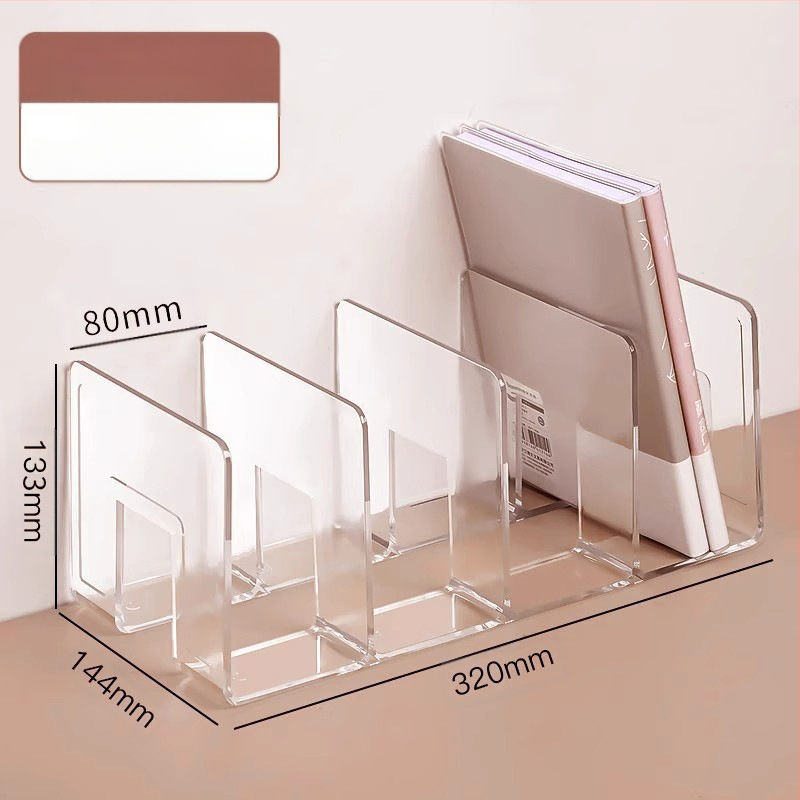 Könyvesállvány, olvasóállvány, könyvcsipesz, asztali könyvespolc, asztali fix könyvtároló állvány, elválasztó, átlátszó akril