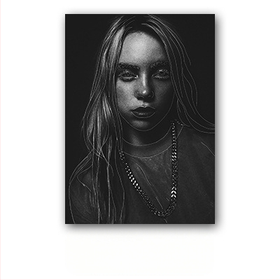 Aliexpressi piiriülene Billie Eilishi kuulsuste plakat, Billie Eilishi Euroopa ja Ameerika tegelaskujude magamistoa ja elutoa seinapilt