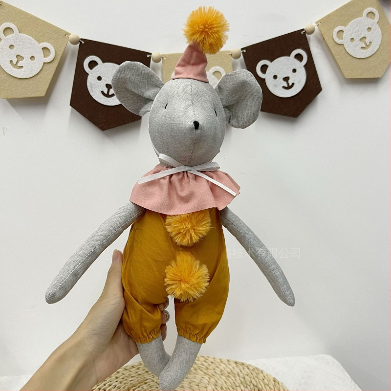 Dāņu auduma dzīvnieku lelle radošai mazuļa miega lellei, bērnu rotaļu rotaļlieta dzimšanas dienas dāvanai