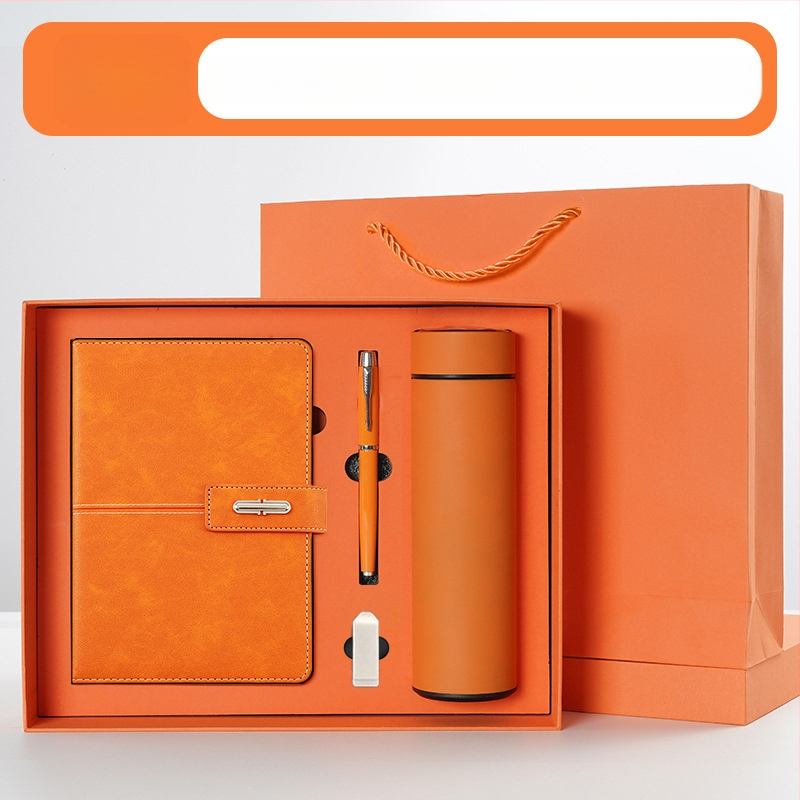 Ettevõtte äripandlaga märkmiku kinkekarbi ülikond kohandatud logoga termostops ettevõtte aastakoosoleku kaasnev kinkemärkmik